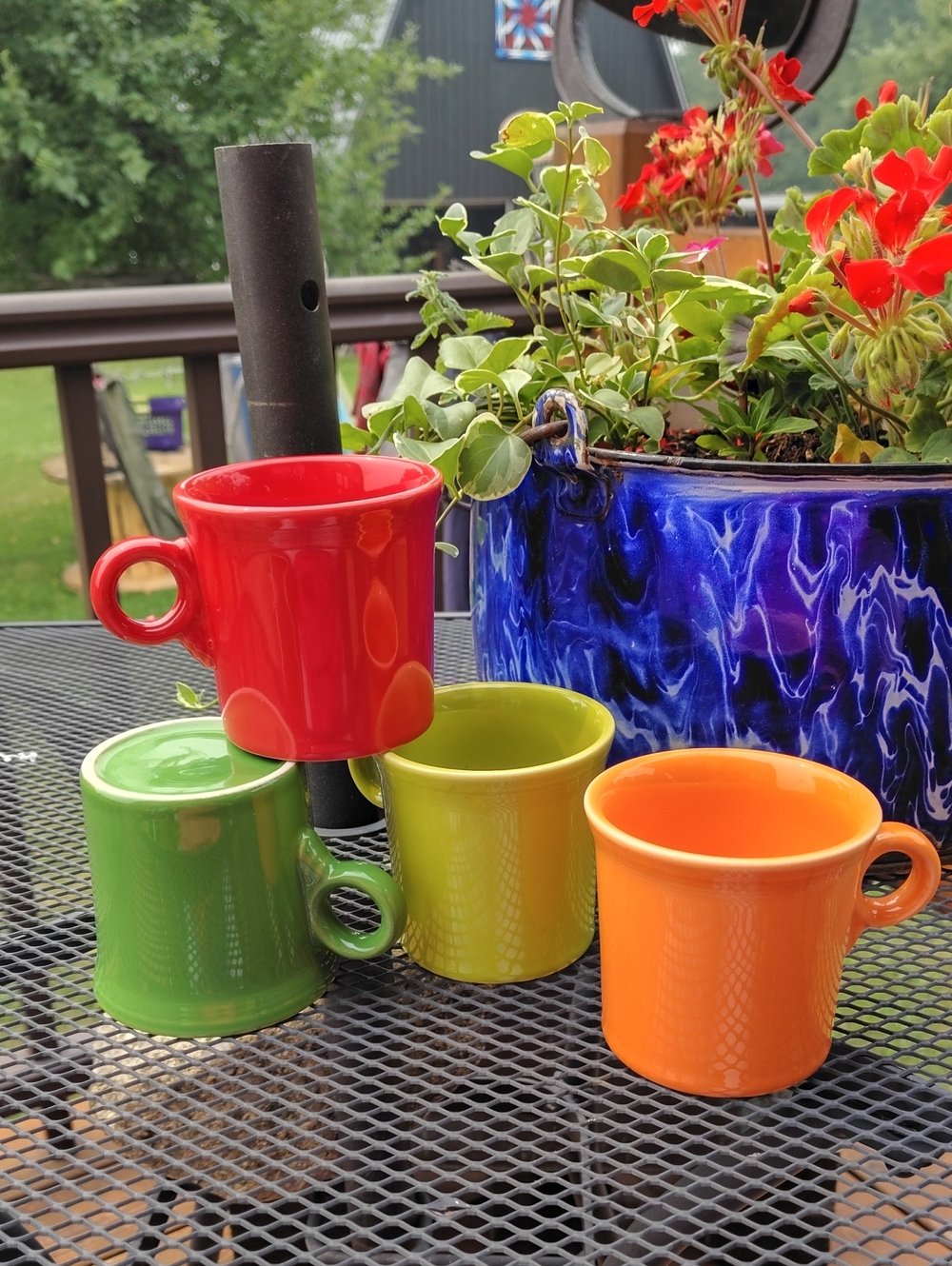 Fiestaware Ceramic Mugs in Red, Orange, Lime & Green-set of 4